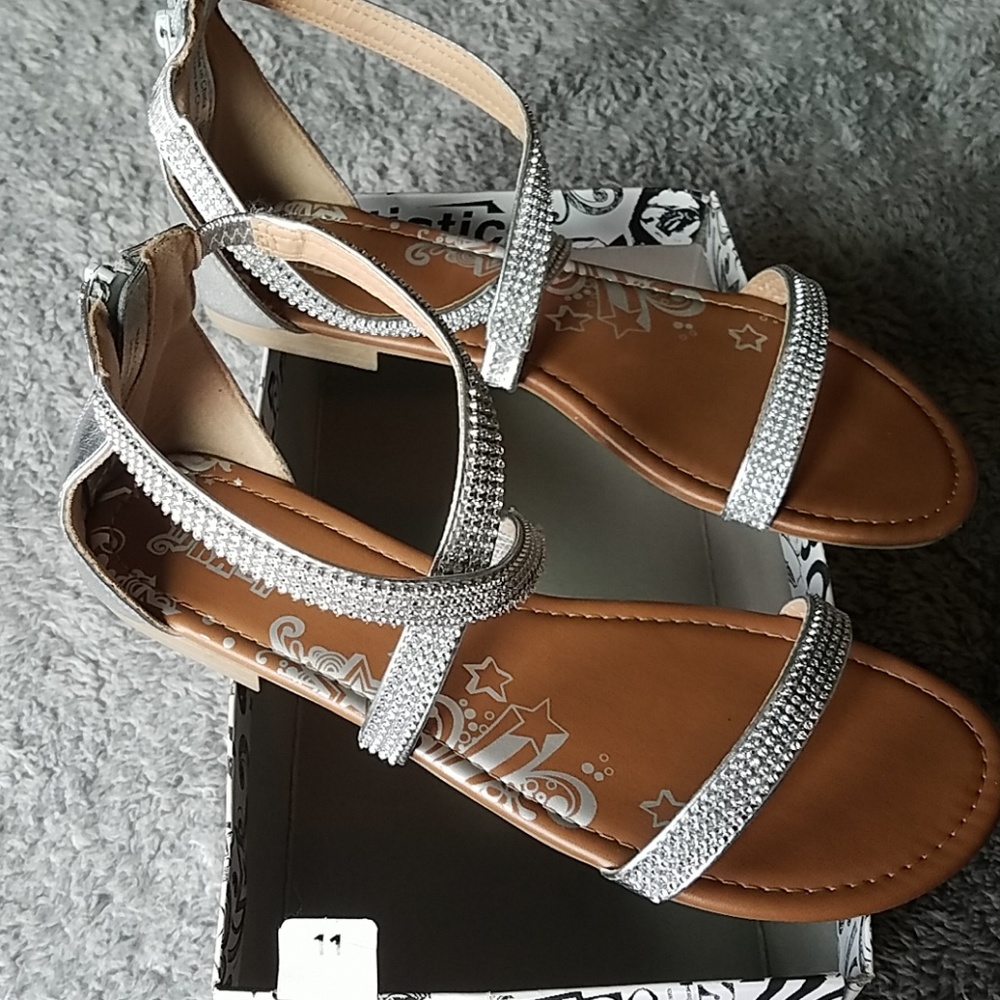 Brash silver flat sandals size 11